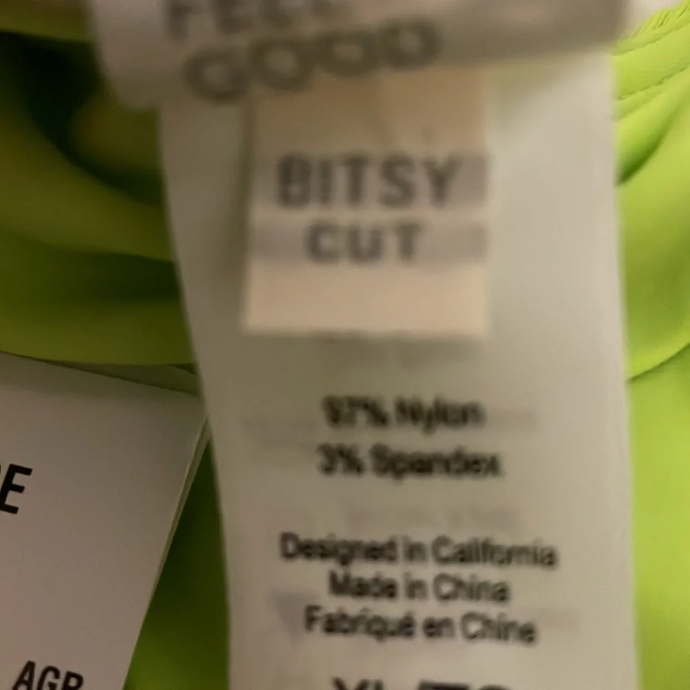 l*space Acid Green Ribbed Jay Bitsy Bikini Bottom‎ NWT